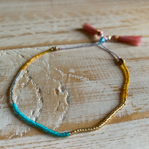 Jewelry - Teal + Blush Tassel Bracelet